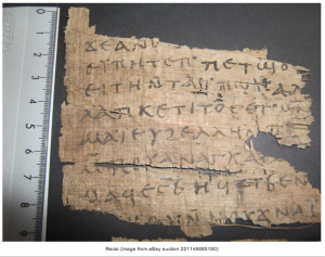 The Galatians 2 Coptic fragment when advertised on eBay, screen shot from  Quaternion blog post